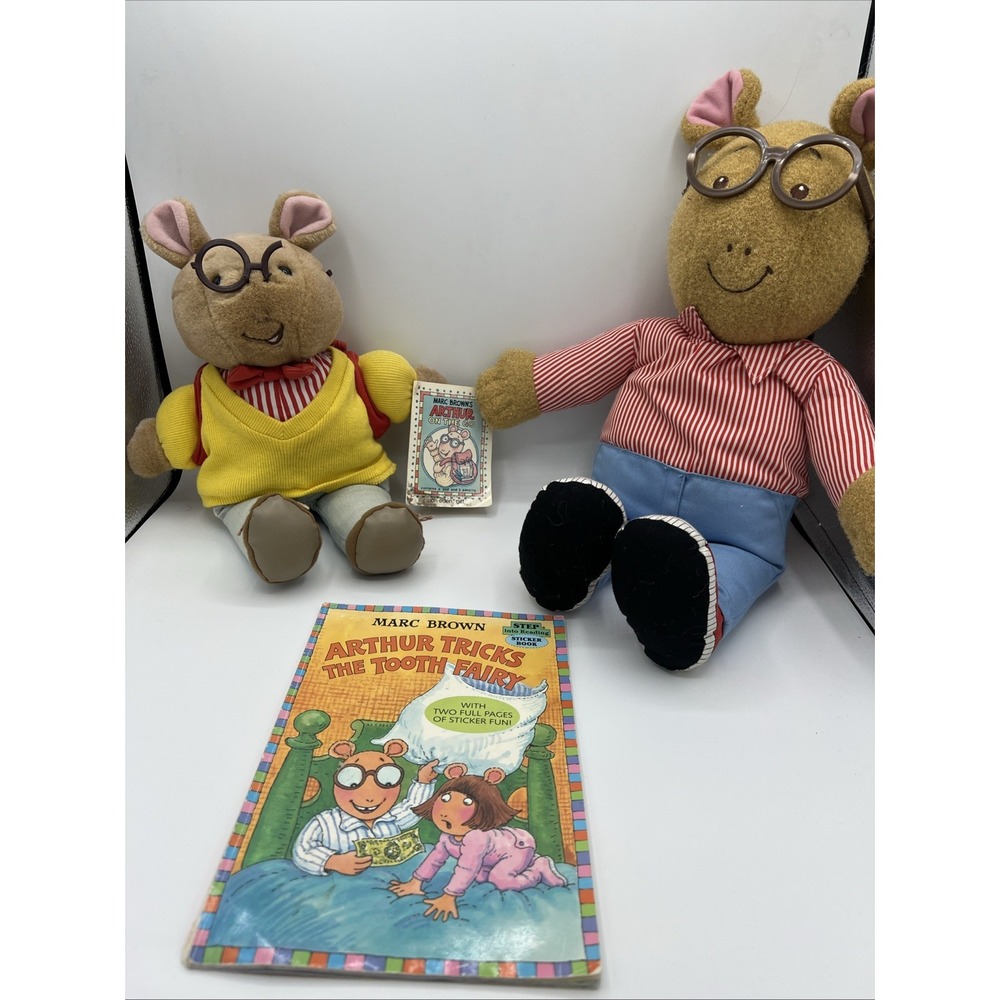 Vintage 1996 Marc Brown Arthur Plush & Book Lot of 3 - Playskool, Eden NWT Flaws